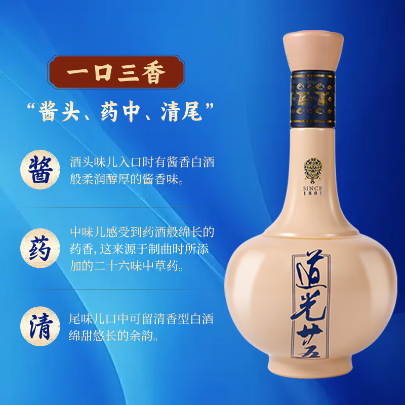 道光廿五皇袍 52度  陈香型白酒 475ml*6瓶整箱 礼盒装 送礼送领导送长辈 52度 475mL 1瓶