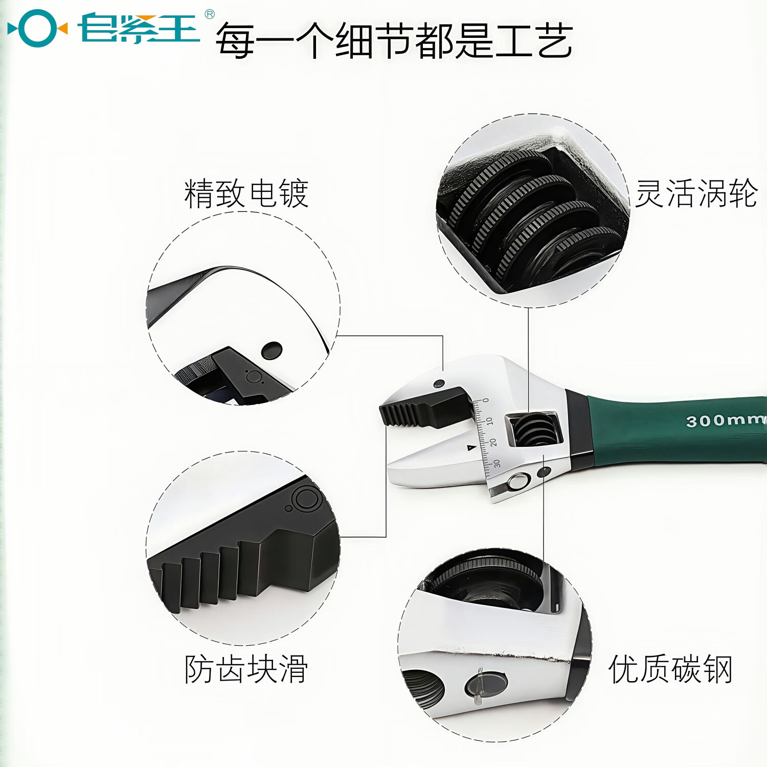 自紧王锁紧活动扳手工具大全棘轮活扳手大开口多功能小板子8寸10寸12寸 工业级+管钳两用 12寸 适用M5-M27螺母