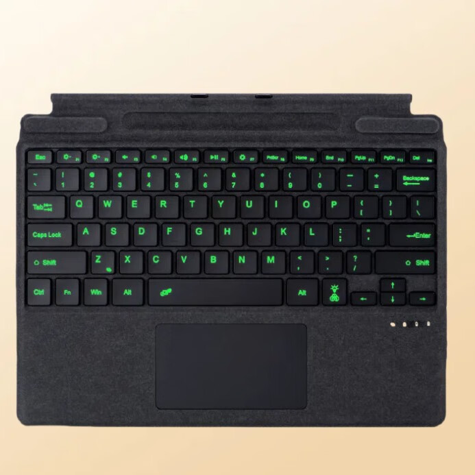 适用SurfacePro11键盘保护盖Pro8910七彩背光蓝牙键盘Surface键盘 灰色*Surfacepro891011/X蓝牙键盘 Surfacepro8/9/10/11/X通用