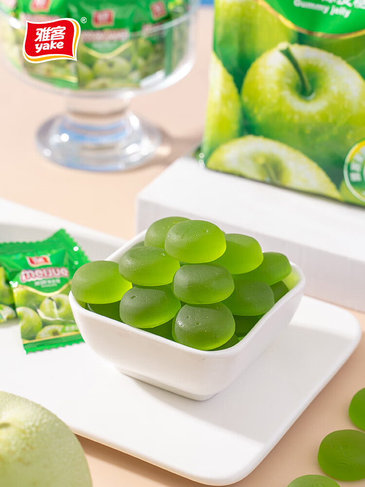 雅客美嚼橡皮糖5*100g果汁多口味软糖果儿童散装零食软糖约100颗 草莓