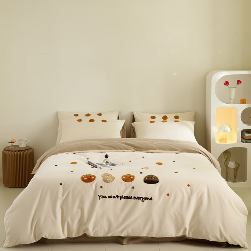 素时代A类母婴级100支纯棉磨毛四件套冬季加厚全棉床单被套床笠床上用品 糯米小丸子z 床单款 1.5米床(被套200*230)四件套