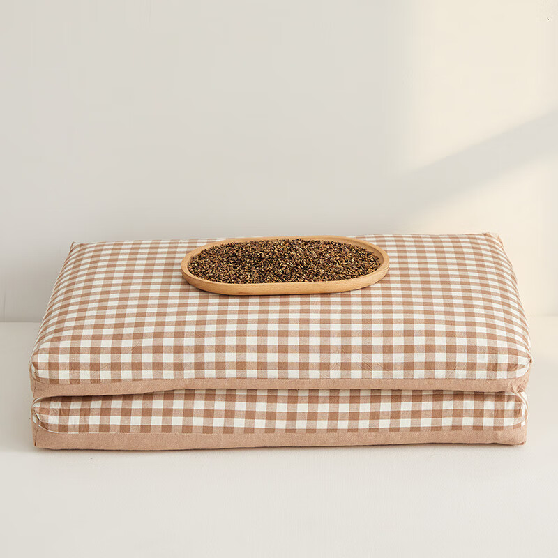 寝生活水洗棉荞麦双拼枕 枕头枕芯 一对 水洗棉双拼荞麦枕-咖色 35cm*55cm 大号