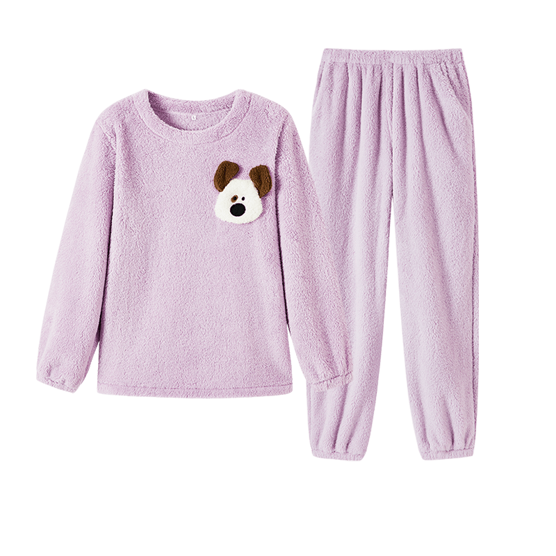 都市丽人睡衣女套装珊瑚绒长毛绒卡通保暖厚款内衣长袖家居服2H3211