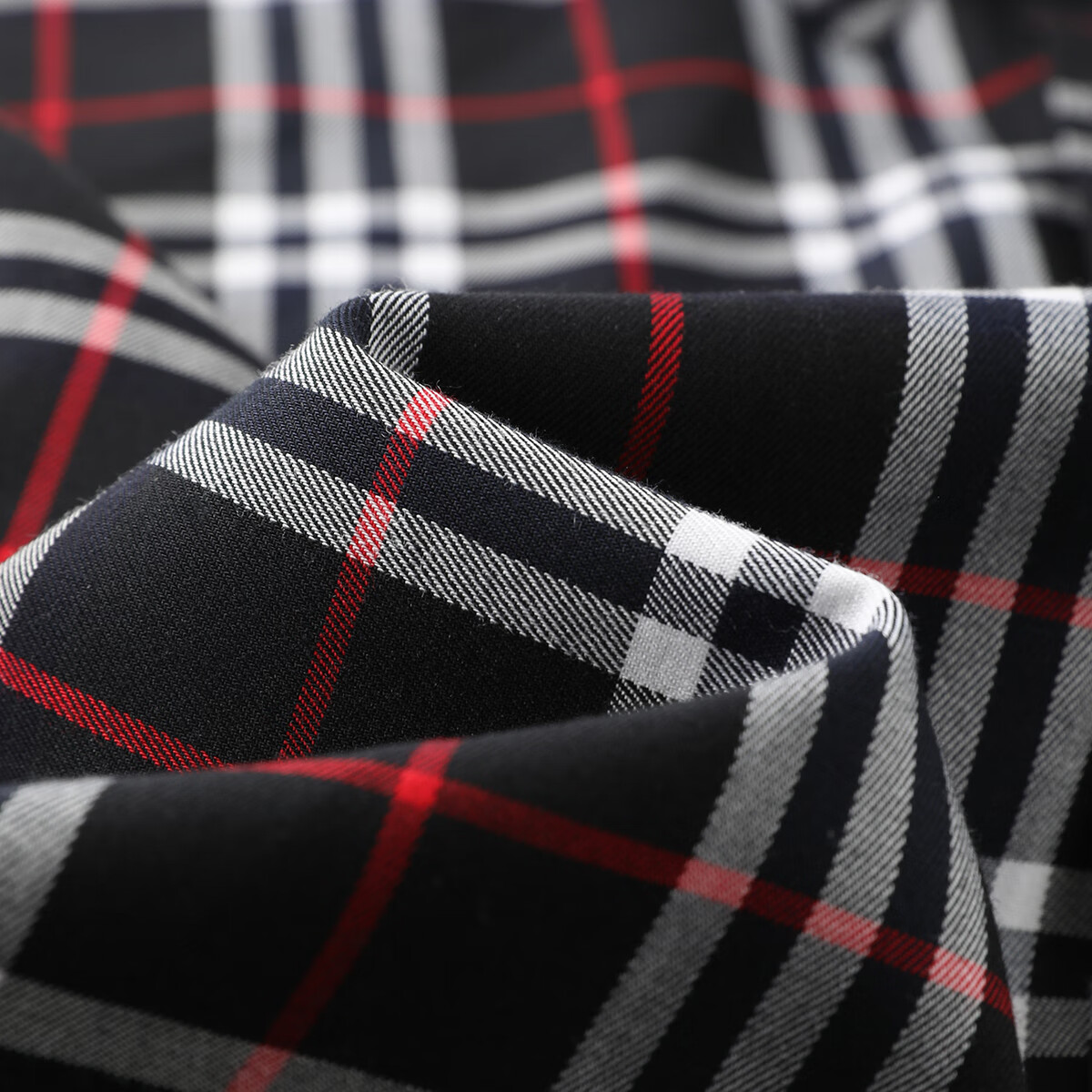 Navigare意大利小帆船时尚格纹衬衫男士2025春秋季新款丝光刺绣简约衬衣 黑/红 M