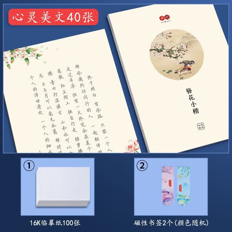 书行 簪花小楷女生练字帖成年人漂亮字体节日礼物小楷硬笔国风纳兰性德 【礼盒装】临摹纸套餐心灵美文32篇