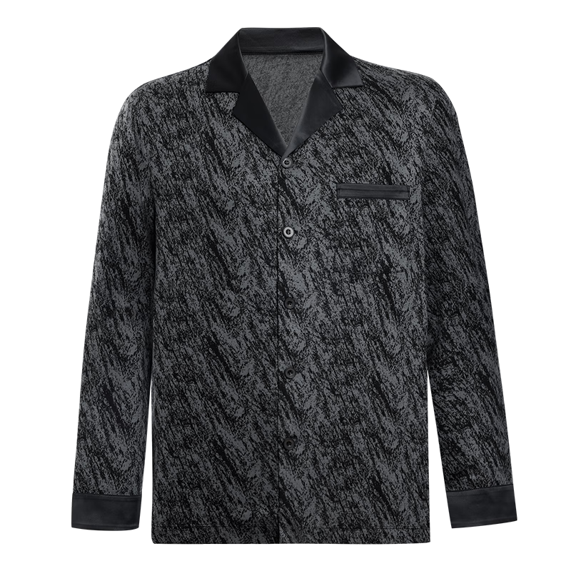 愛(ài)慕先生【商場(chǎng)同款】家居服男士25AW甄選高端家居翻領(lǐng)開(kāi)衫長(cháng)袖N(xiāo)S41M581 藝術(shù)黑灰肌理YH4 XL 175