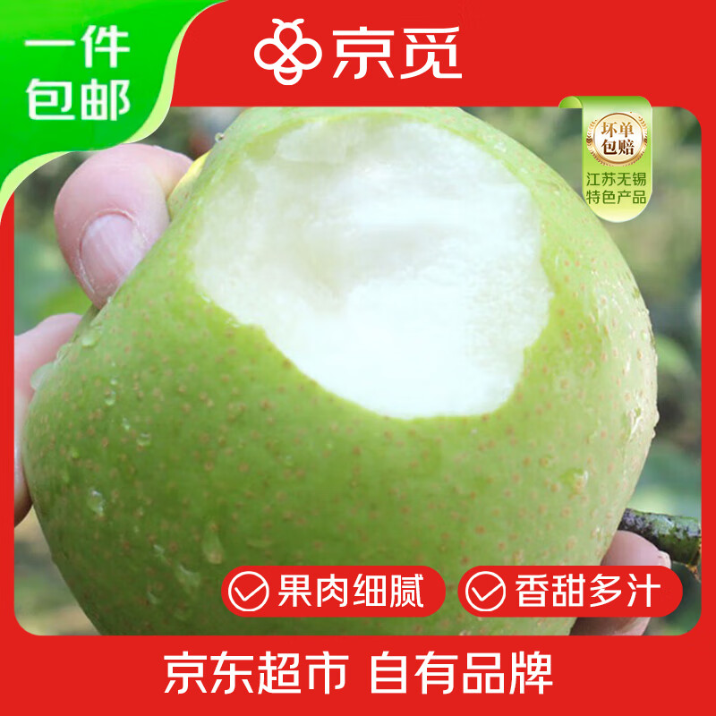 京觅无锡翠冠梨 净重3斤 6个 单果200g+ 新鲜水果雪梨 源头直发包邮