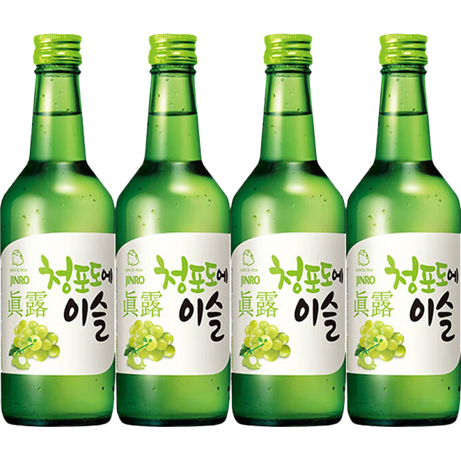 真露烧酒韩国进口青葡萄味清酒低度酒水韩式米酒利口酒果味西柚味 葡萄烧酒360ml*4瓶