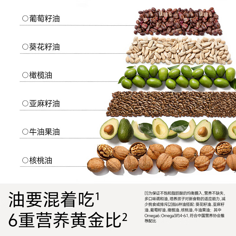 不二宝贝热炒油核桃油亚麻籽油橄榄油搭宝宝婴幼儿专用食用辅食油 【Omega黄金配比】6合一热炒油250ml*1瓶