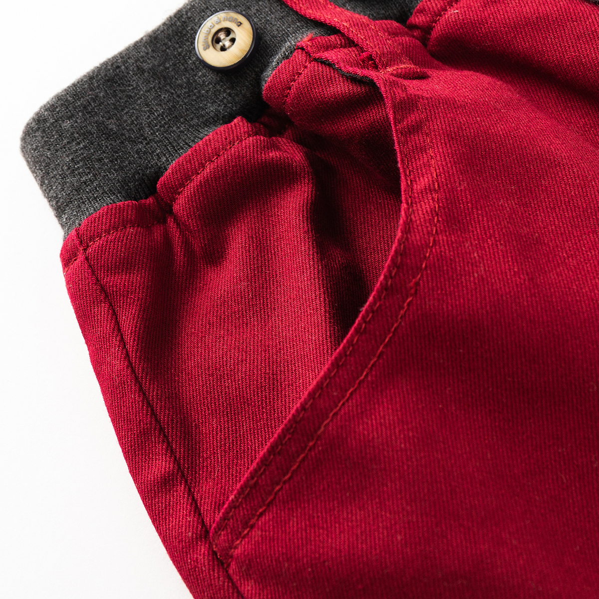 马骑顿梭织长裤 酒红 100