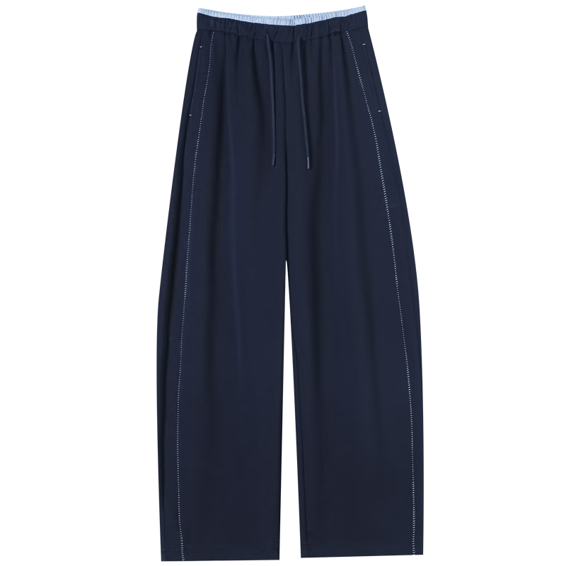 冪芫闊腿運(yùn)動(dòng)褲女春秋新款寬松慵懶風(fēng)窄版顯瘦高腰垂感闊腿香蕉褲衛(wèi)褲 灰色 S 85-95斤