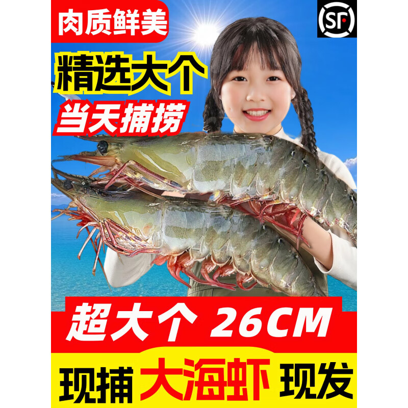 胖东来代购青岛大虾超大鲜活基围虾特大青虾冷冻大对虾速冻海虾虾类海鲜 22-26cm 【虾王级】无冰限时亏本冲口碑 1g(净重)  500g