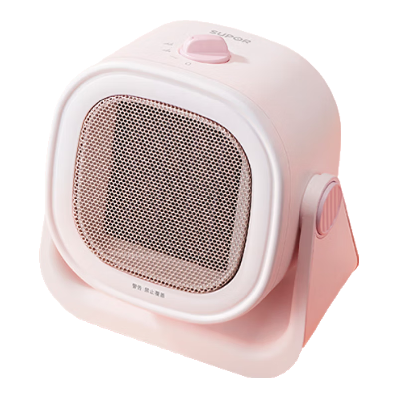 苏泊尔（SUPOR）取暖器桌面暖风机办公室小型桌下暖脚神器便捷小太阳宿舍烤火炉浴室婴儿热风机卧室电暖风 奶白粉【90°广角调节】
