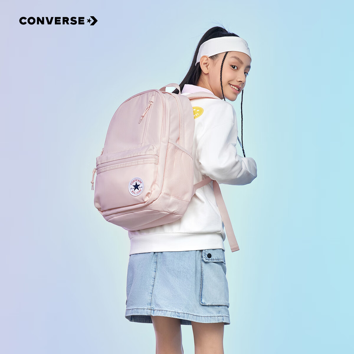 Converse匡威学生书包2025秋季经典升级款学生通勤大容量双肩包休闲书包 浅色花瓣 M【30*13.5*43cm 约17L】