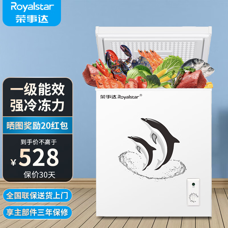 荣事达（Royalstar）小冰柜家用小型冷冻保鲜迷你冷藏商用卧式冷柜单用储母乳柜节能省电 【一级节能 全国联保】单温 138L
