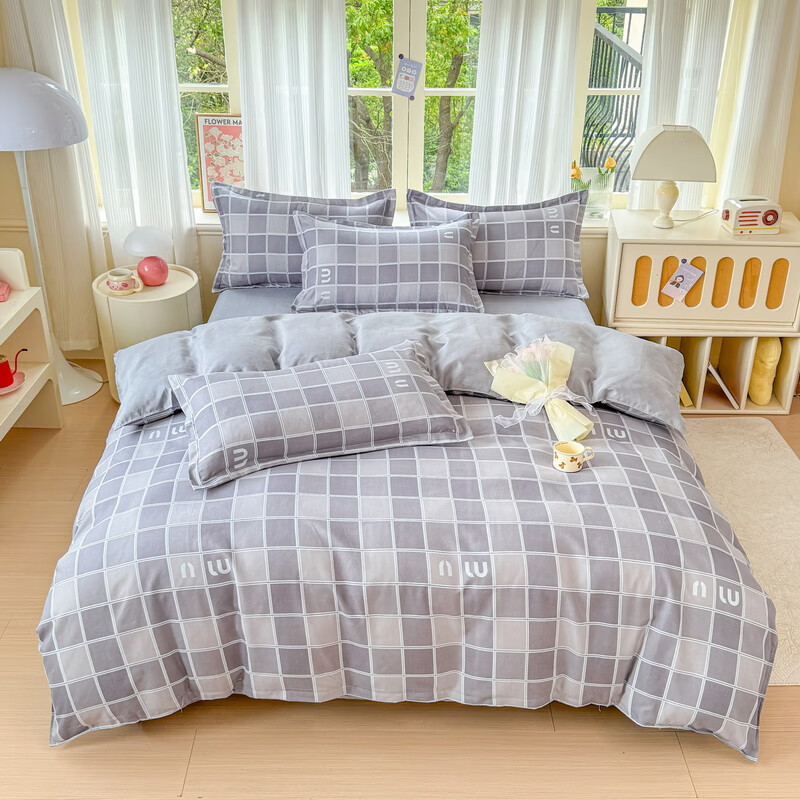 多兰诗（Duolanshi）春秋加厚磨毛四件套 ins四件套花卉田园风格床单被套四件套 尔曼M 1.2米 床单款 被套150*200 三件套