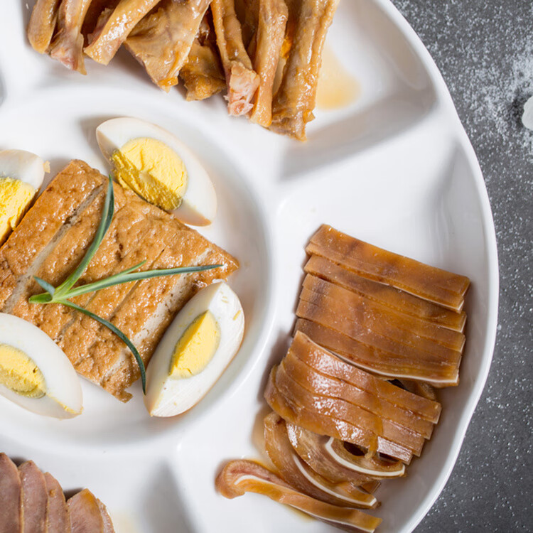 朗玺陶瓷盘子菜盘家用高级感卤水拼盘酒店饭耐高温蒸盘小吃分格盘多格 风车蒸盘 10英寸