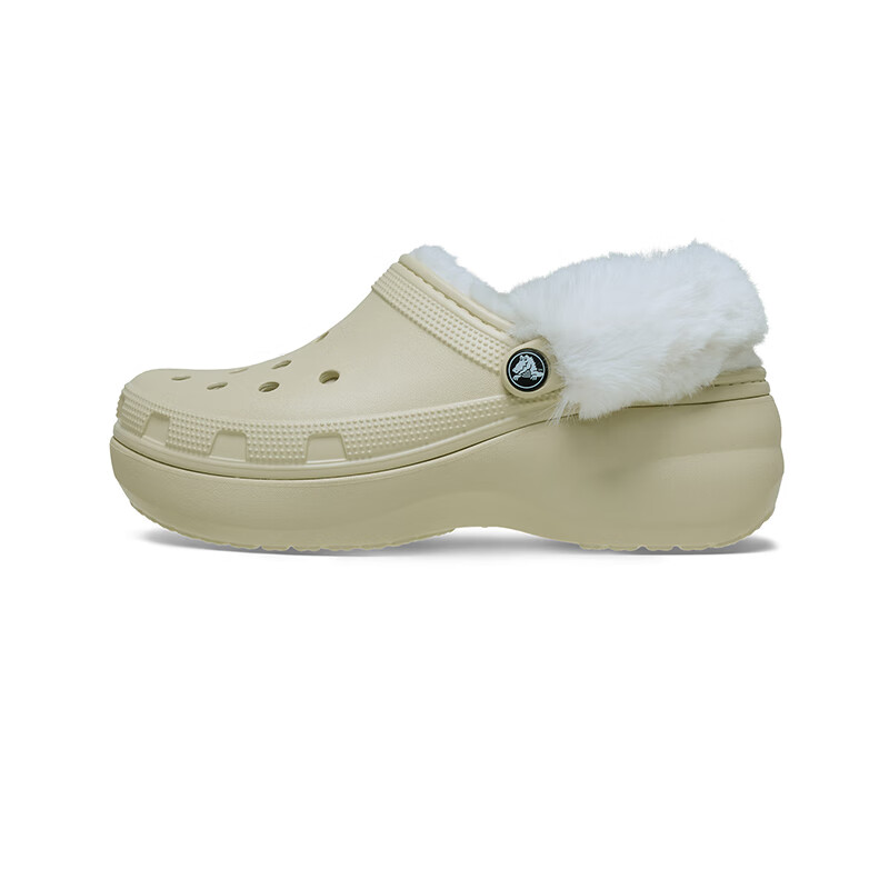 CROCS卡骆驰经典云朵暖绒洞洞鞋保暖舒适棉拖花园鞋外穿女拖鞋|212854 骨白色-2Y2 39 (250mm)