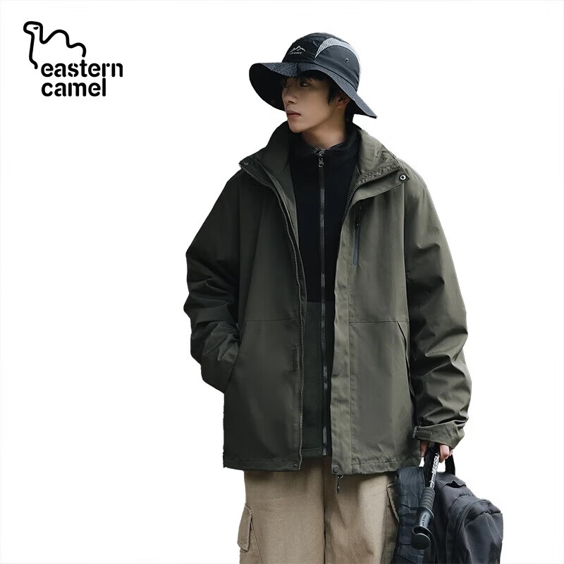 东方骆驼三合一夹克男士冲锋外套春秋户外上衣情侣款宽松休闲山系登山服 军绿 4XL 京东折扣/优惠券