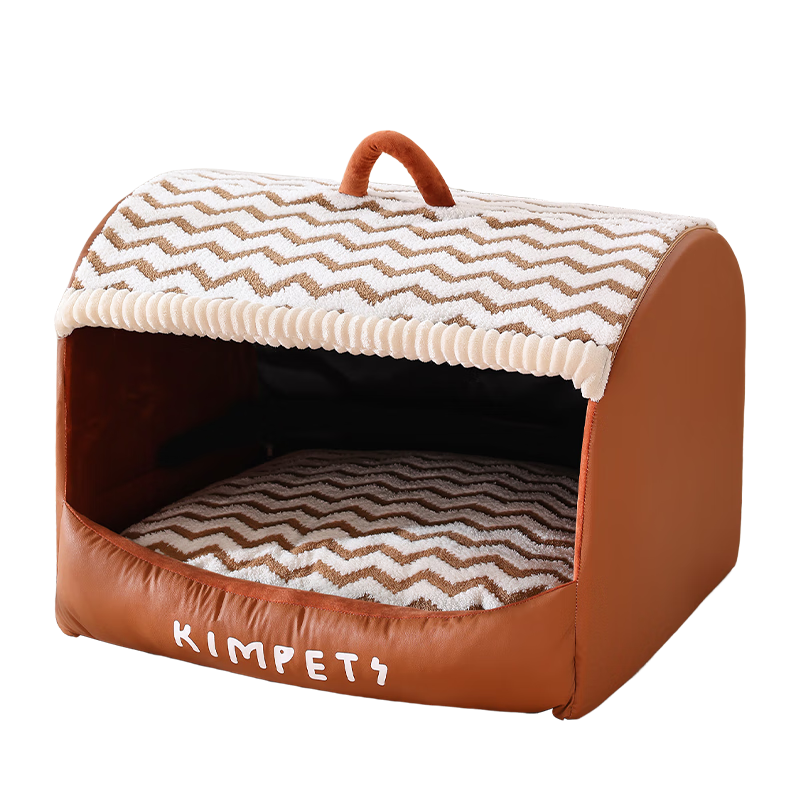 KimPets狗窝冬季保暖加厚大型犬狗屋抽屉半封闭式睡觉可拆洗四季通用猫窝 洛米棕-抽屉窝 XXL（81*66*60cm）建议体重80斤内