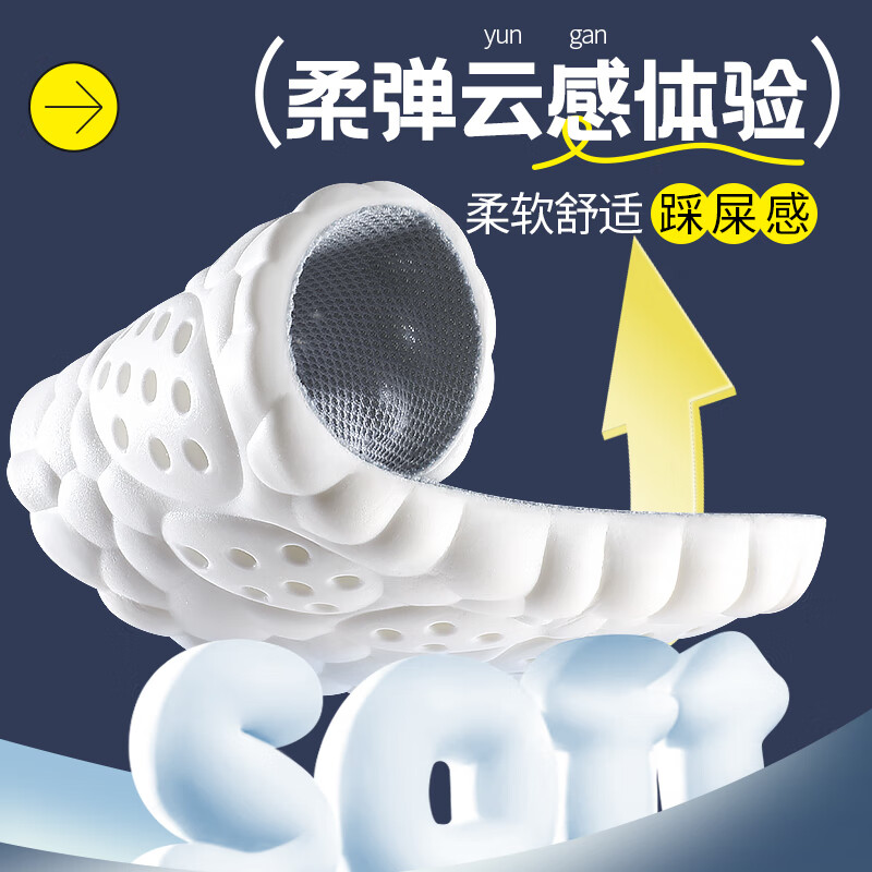 乐拓行运动鞋垫男超软防痛踩屎感站久不累运动减震女吸汗防臭透气不闷脚 3双装-白灰】超软防痛-久站不累 4142码