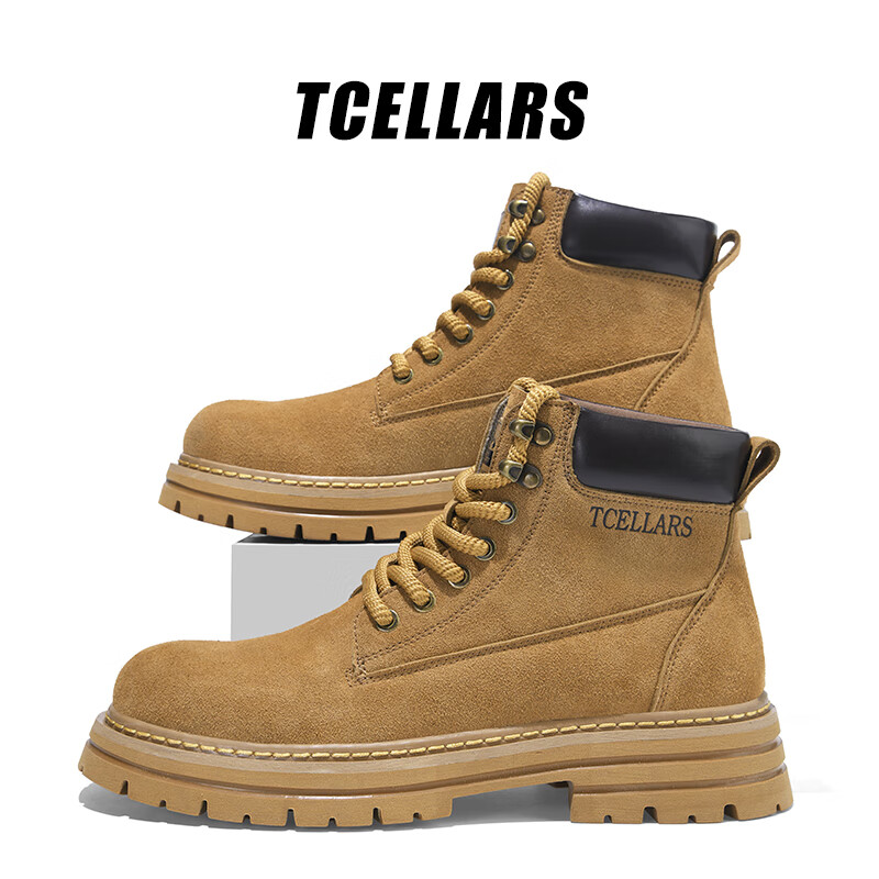 Tcellars马丁靴男鞋秋冬新款英伦复古风大黄靴厚底防滑户外工装靴子男士 枫叶黄（卡半码建议拍大一码） 42