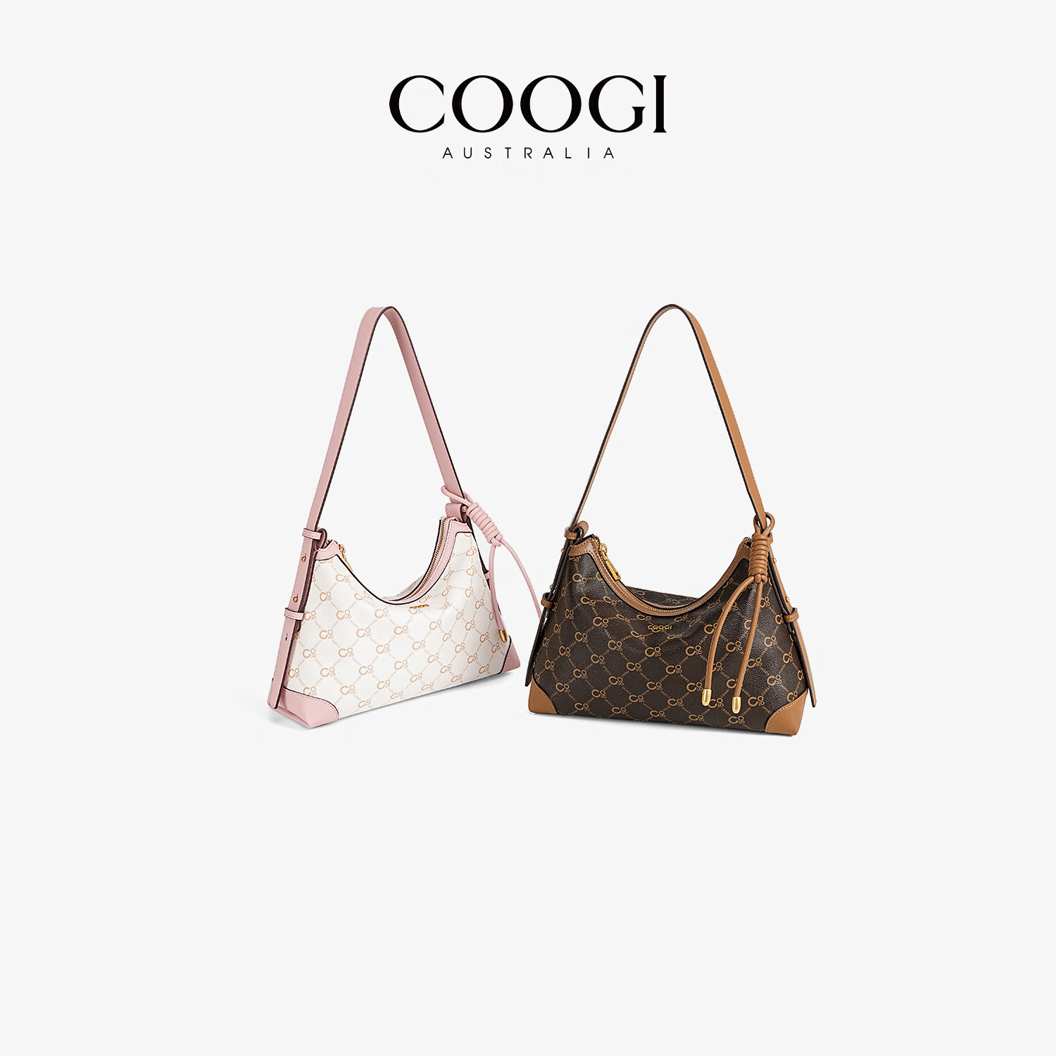 COOGI包包女包轻奢品牌2025新款单肩斜挎包圣诞节元旦节礼物送女友老婆 桃粉 29*10*21.5cm