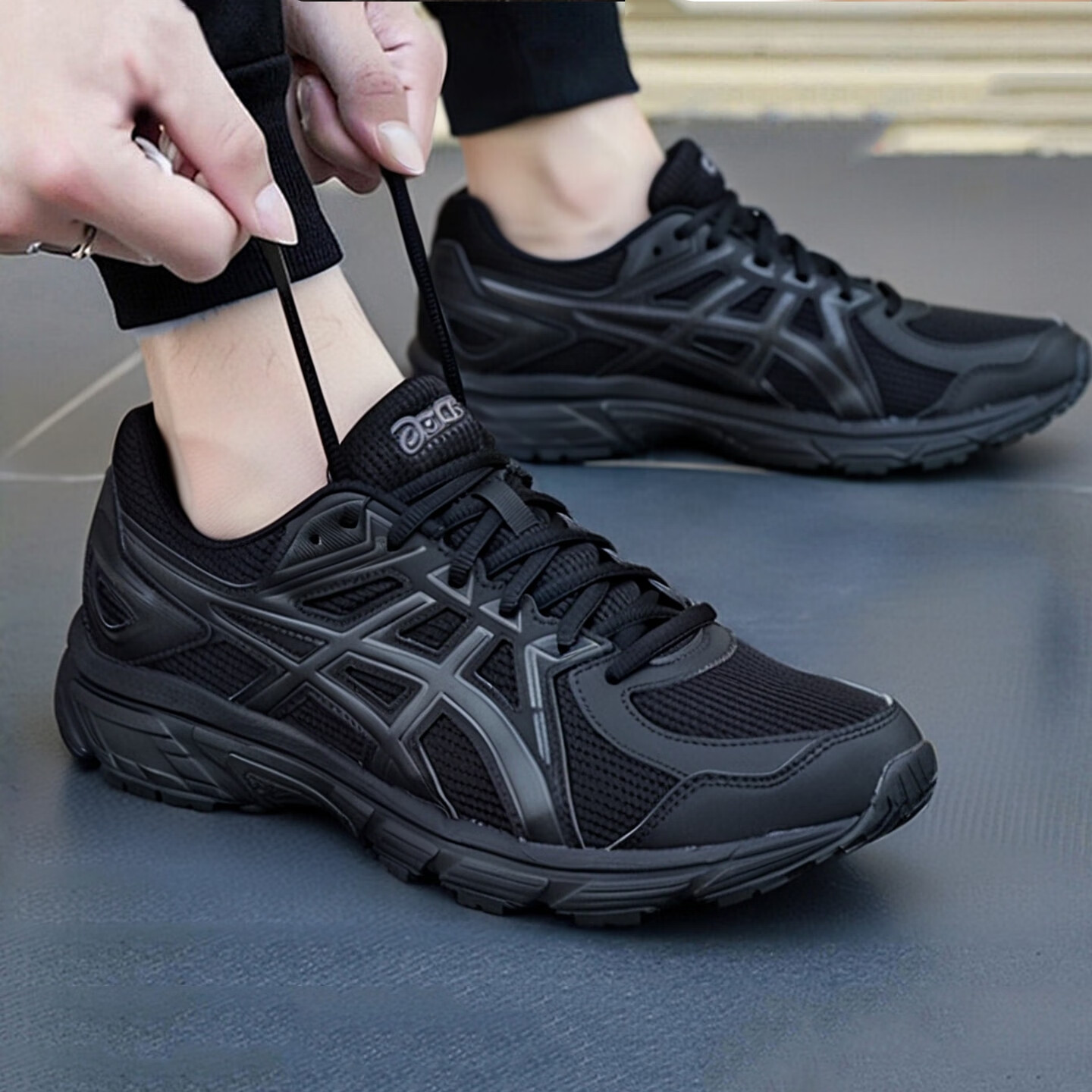 亚瑟士（asics）跑步鞋男 JOG 100T缓震轻便透气低帮运动鞋 黑色 41.5