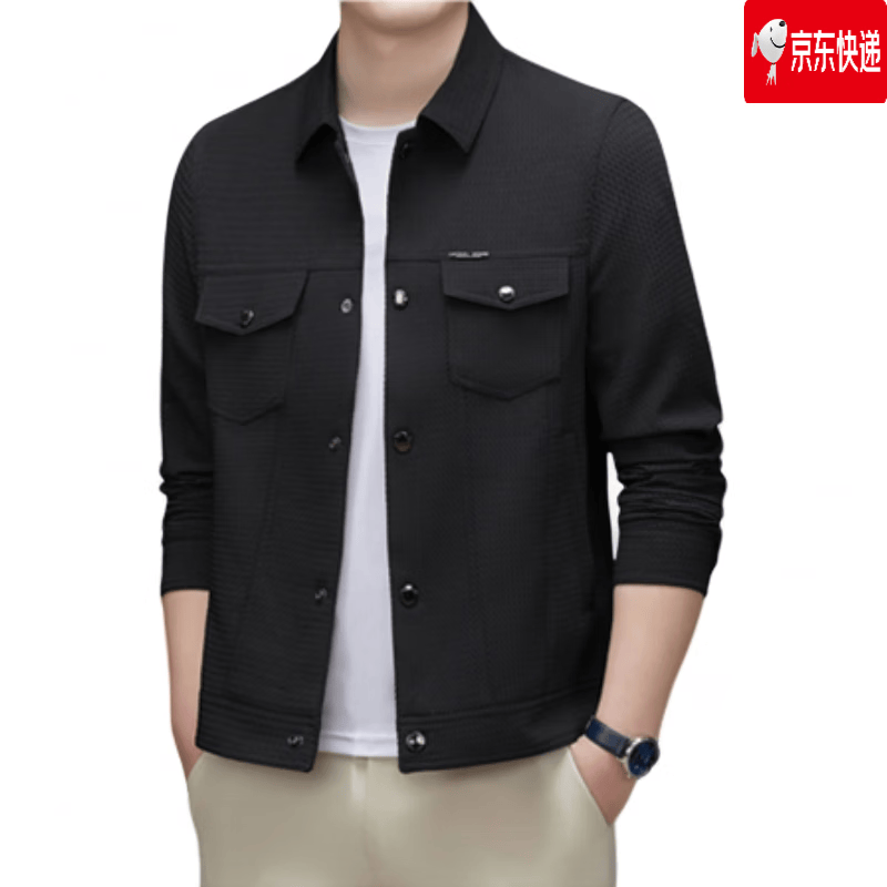 时尚休闲翻领男士夹克衫春秋中年男装夹克新款上衣