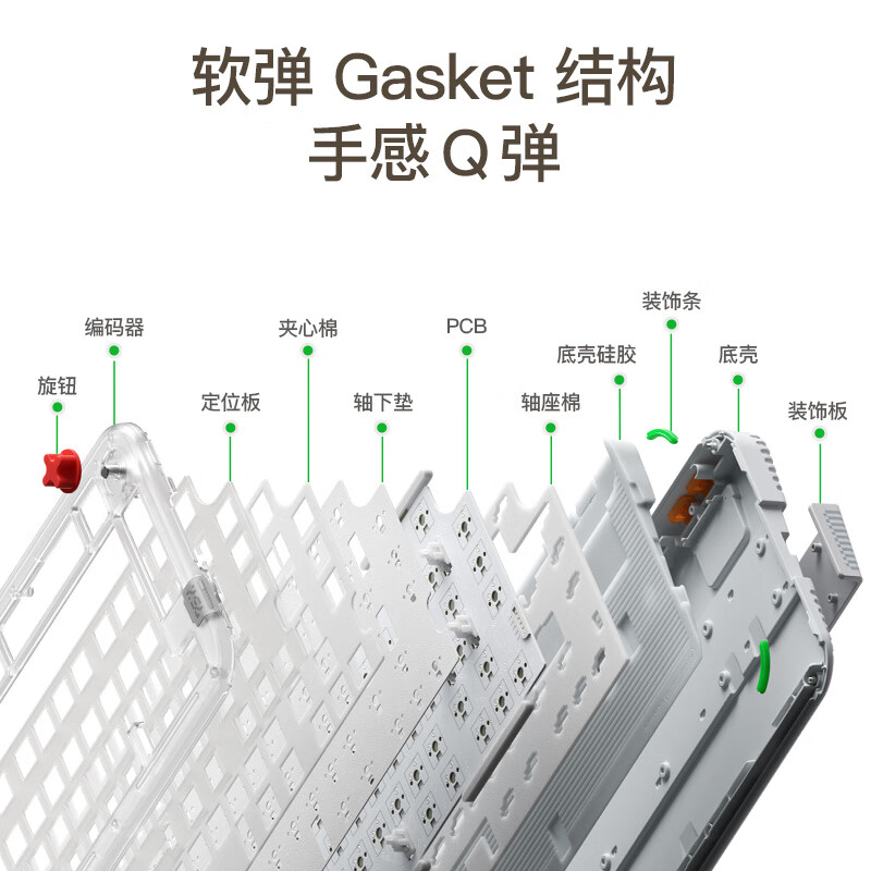 NuPhyKick75矮轴键盘 无线三模gasket客制化电竞游戏RGB灯效全键热插拔 nano静音轴笔记本电脑办公专用 单键盘 黛粉轴-静音轴-42gf nano轴-矮轴