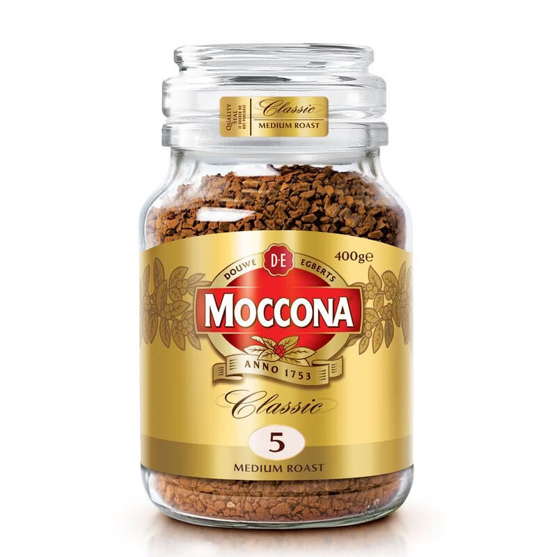 摩可纳（Moccona）荷兰进口摩可纳咖啡Moccona中度烘焙5号冻干速溶经典黑咖啡400克 摩可纳5号咖啡400g