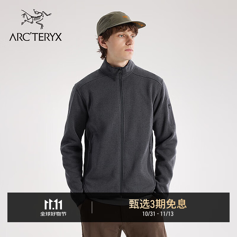 ARC&#039;TERYX始祖鸟 COVERT CARDIGAN 保暖 男子 抓绒衫 Black Heather Ii/黑色 L