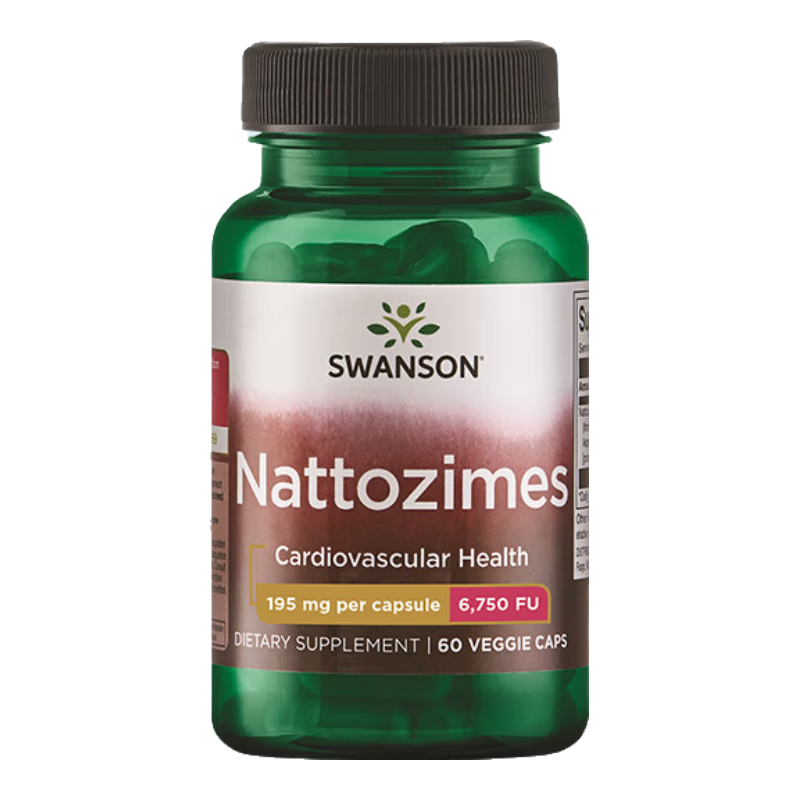 斯旺森（SWANSON）納豆激酶膠囊6750FU高活性 調(diào)節(jié)三高降血栓血脂 血管清道夫 60粒
