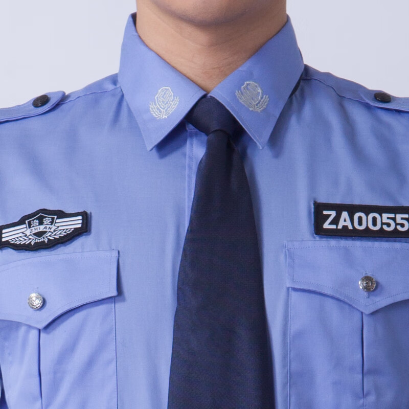 海赫迪新式物業(yè)保安服長(zhǎng)袖襯衫春秋裝執(zhí)勤工作制服治安短袖工作服套裝 高品質(zhì)領(lǐng)花-送治安配件（短袖） M -165