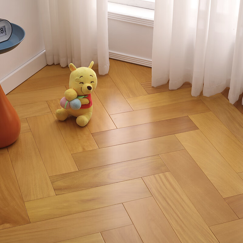 OUOETY铁苏木原木纯实木人字拼耐地热锁扣地板环保18mm L-301【450*118*18】 1㎡