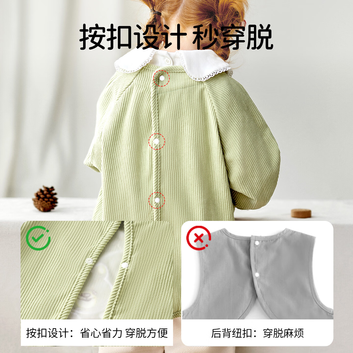 欧孕（OUYUN）儿童罩衣防水防脏幼儿园春夏宝宝吃饭围兜婴儿辅食灯芯绒罩衣 草莓小兔【防水防脏 亲肤保暖】 100【推荐身高100-110cm】