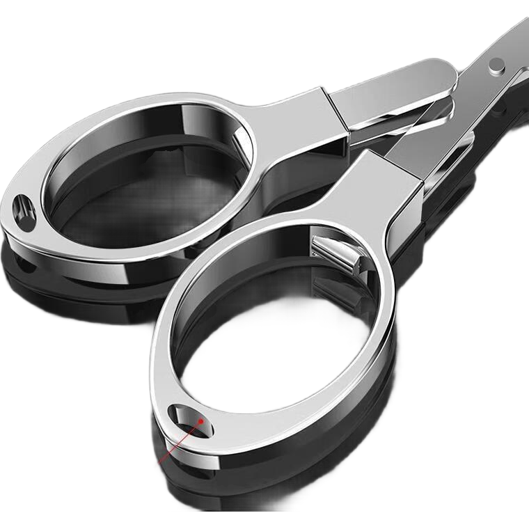 不锈钢折叠钓鱼剪刀多功能铅皮剪刀鱼线剪家用小剪刀垂钓渔具工具 塑料手柄【黑色】