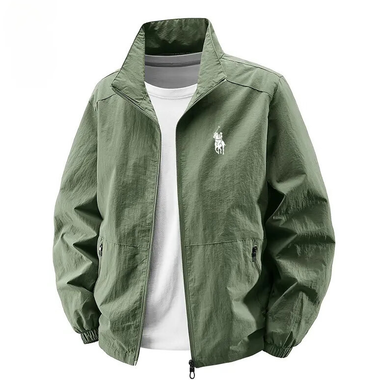 秋季新款男士夹克外套防风防水户外三防冲锋衣宽松大码休闲外套 军绿 M 【建议体重100-120斤】