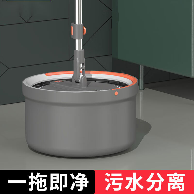 索邦2023新款旋轉(zhuǎn)拖把免手洗單桶家用自動脫水墩布一拖凈清污分離 M17分離桶加厚桿拖把2厚布