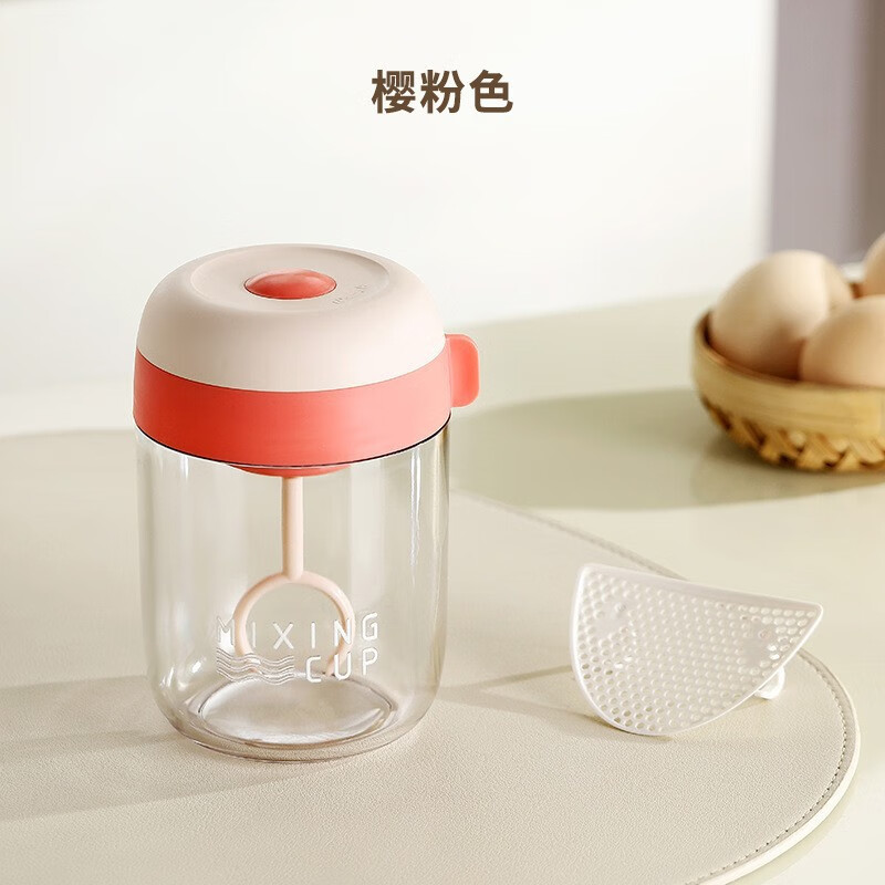 美之扣打蛋器电动家用小型烘焙蛋糕搅拌奶油打发器全自动无线咖啡打泡器搅拌器打发器 浅咖色【电动打蛋搅拌/带过滤器】