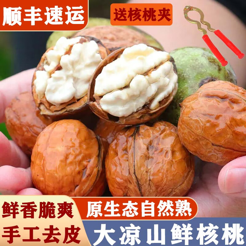 京蚨鲜【顺丰】四川大凉山鲜核桃湿核桃去青皮生核桃新鲜时令水果 3斤去青皮核桃【配夹子】
