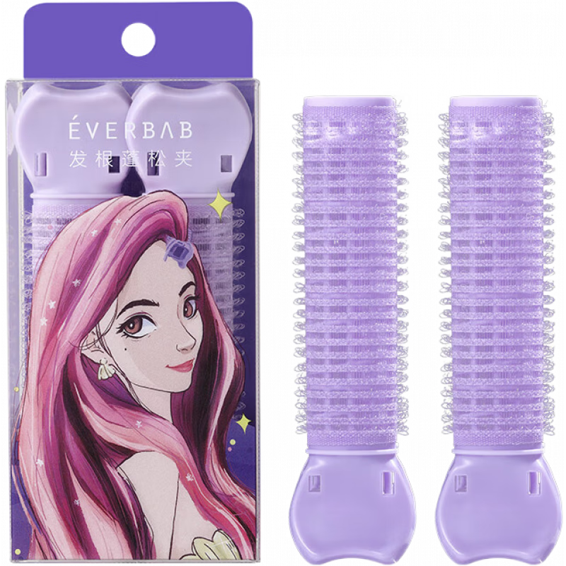 everbab艾蓓拉無痕發(fā)夾高顱頂神器懶人劉海卷發(fā)筒發(fā)卡 紫羅蘭蓬松夾 2支