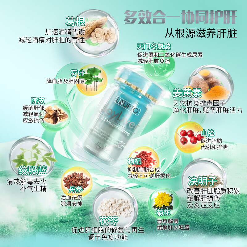 LNUPTO乐优普康乐优肝护肝片清脂护肝胶囊降胆固醇降转氨酶排毒解酒官方 6瓶装【长期调理 修复肝脏 养肝巩固】