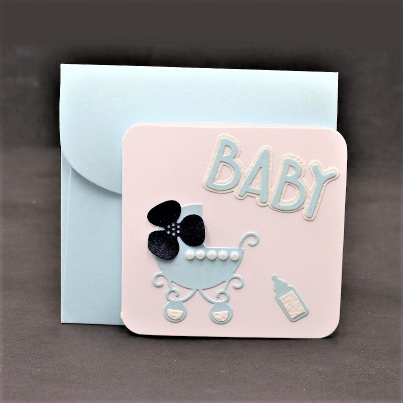 艾晴手贺婴儿车贺卡片宝宝出生日100天百日宴满月子酒回礼物手写心愿