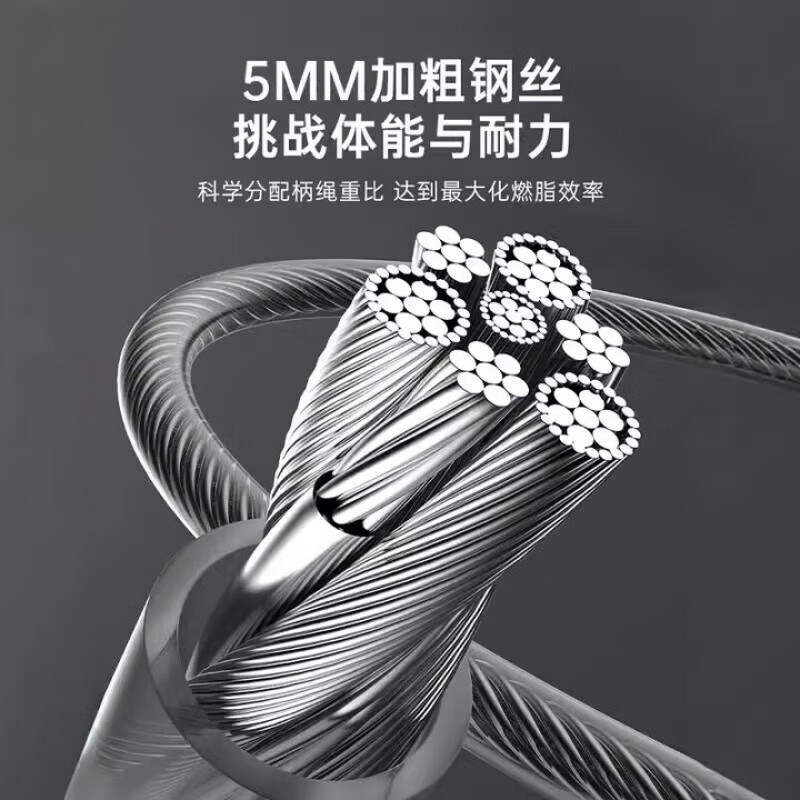 煦凛德国跳绳减肥专用暴瘦成年人用负重男士专用不打结轴承钢丝健身 训练翻倍【高速轴承防滑手柄】黑