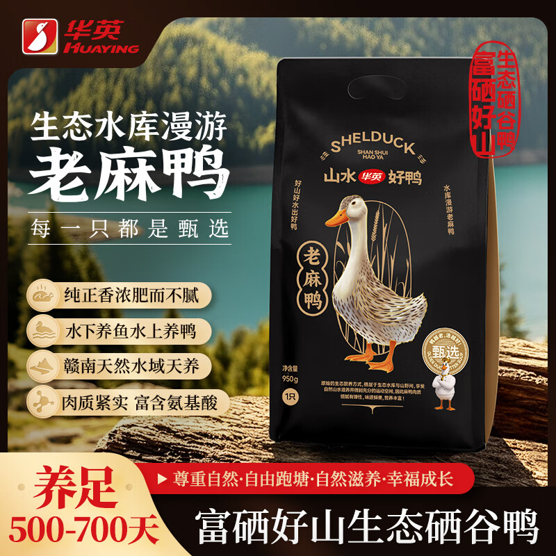 华英（HUAYING）散养甄选富硒老麻鸭1.9斤冷冻鸭肉红烧煲汤食材