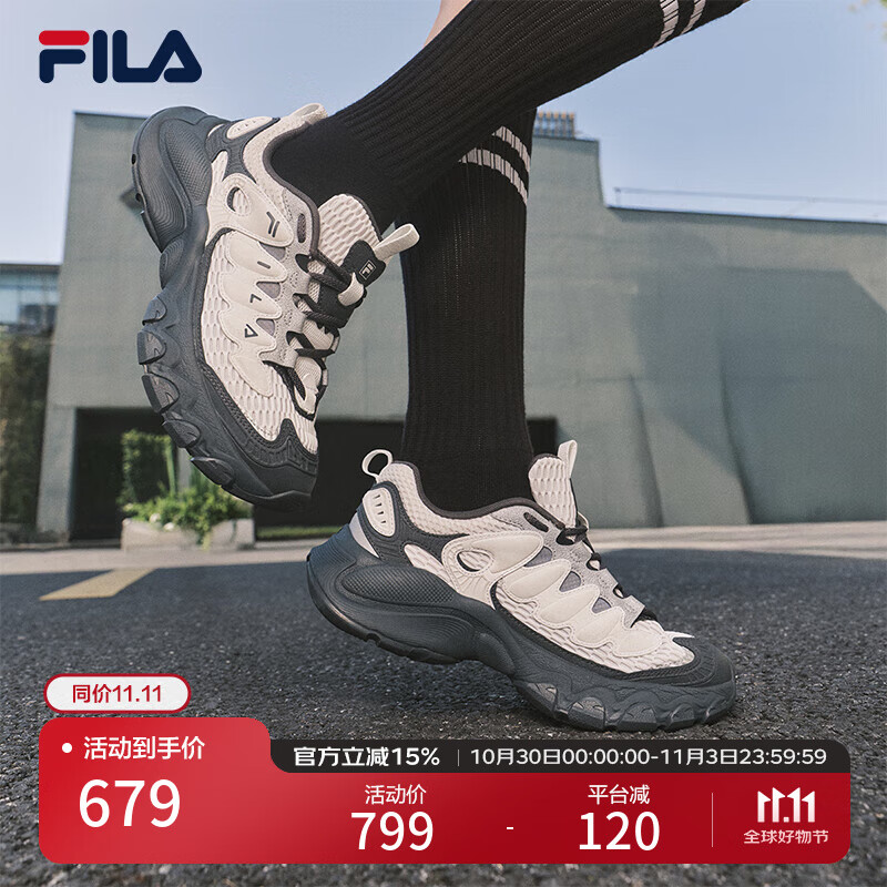 FILA斐乐官方女鞋老爹鞋运动鞋2025秋季新款鞋子厚底蘑菇鞋休闲鞋 白中白/影黑灰-BD 38