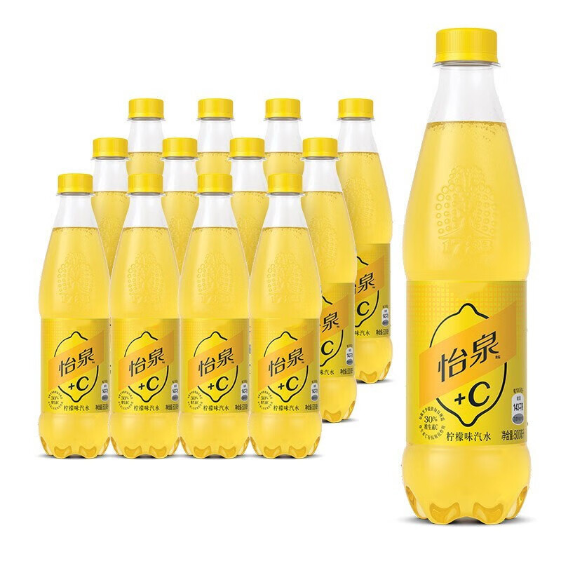 可口可乐 怡泉 c 柠檬味汽水 500ml*12瓶碳酸饮料 网红 夏日饮品 柠檬