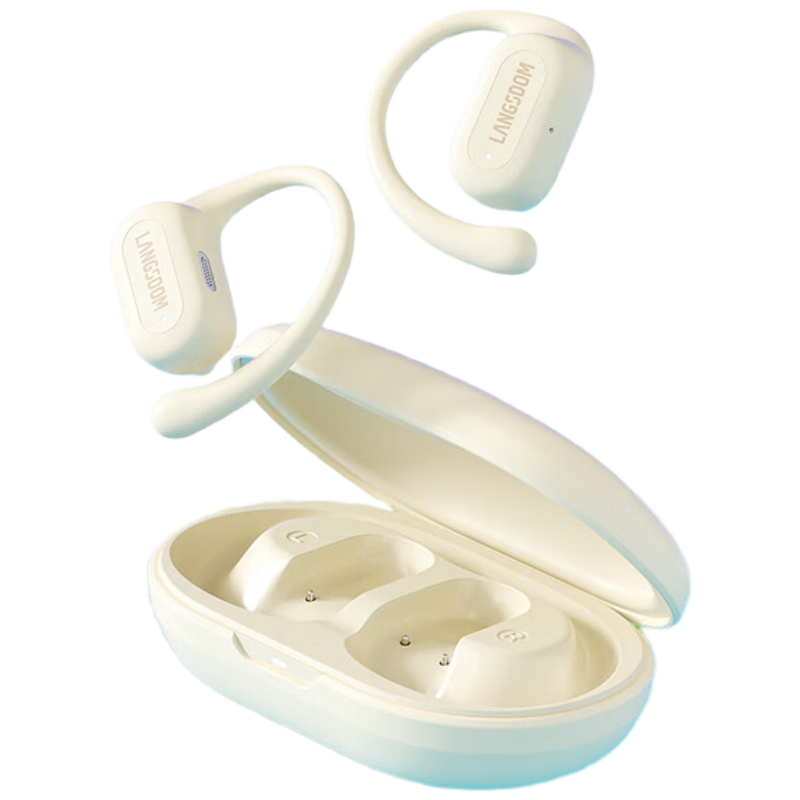 兰士顿 TS19 蓝牙耳机挂耳式 骨传导概念 通话降噪运动跑步骑行开放式运动蓝牙耳机 灵动白