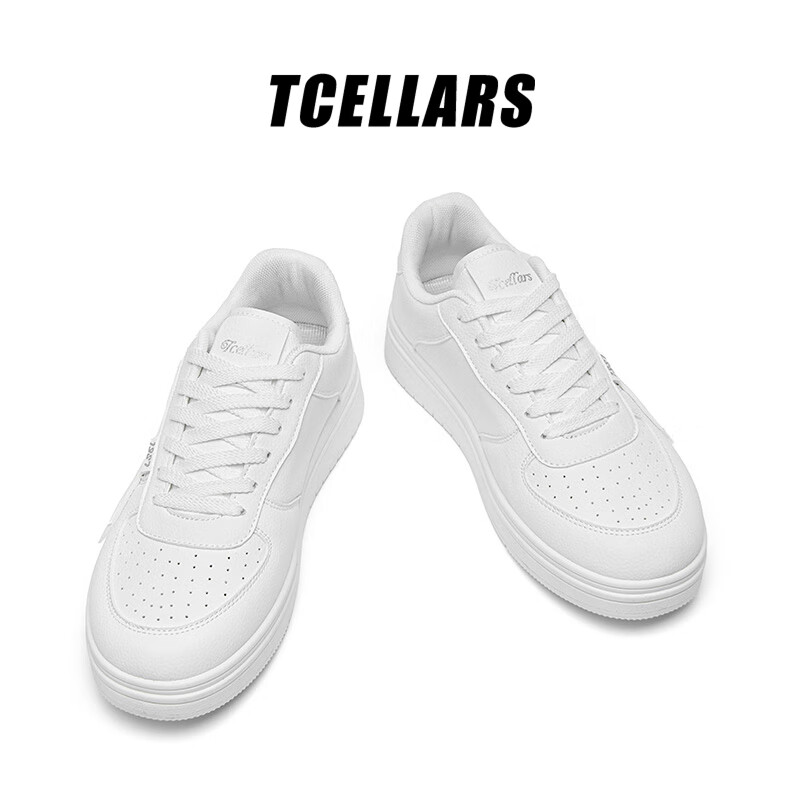 Tcellars男鞋秋季2025新款低帮厚底板鞋男士透气舒适运动休闲鞋子男款潮鞋 象牙白 43